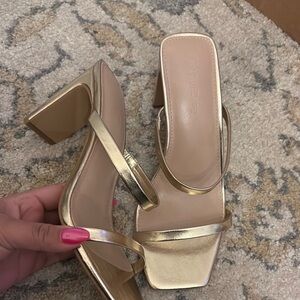 Gold Women's Heeled Sandals